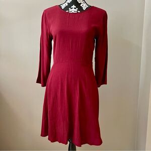 GAP NWT Long Sleeve Midi Dress with Pockets Fit and Flare Dark Red Size 6